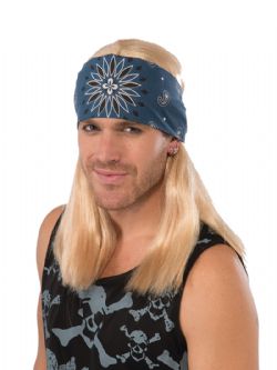 80'S -  ROCK STAR BANDANA WITH WIG - BLOND (ADULT)