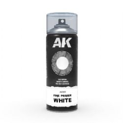 ACRYLIC PAINT -  FINE PRIMER WHITE SPRAY(10.6 OZ) -  AK INTERACTIVE