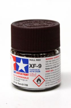 ACRYLIC PAINT -  FLAT HULL RED (1/3 OZ) XF-9