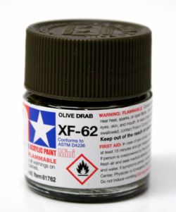 ACRYLIC PAINT -  FLAT OLIVE DRAB (1/3 OZ) XF-62