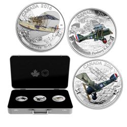 AIRCRAFT OF THE FIRST WORLD WAR -  3-COIN SET -  2016 CANADIAN COINS