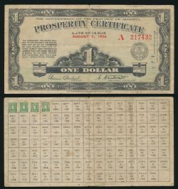 ALBERTA -  1936 1-DOLLAR PROSPERITY CERTIFICATE REDEEMABLE (F) -  1936 CANADIAN BANKNOTES