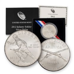 AMERICAN COMMEMORATIVE SILVER DOLLAR -  INFANTRY SOLDIER SILVER DOLLAR -  2012 UNITED STATES COINS