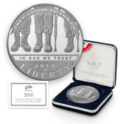 AMERICAN PROOF -  AMERICAN VETERANS DISABLED FOR LIFE PROOF SILVER DOLLAR -  2010 UNITED STATES COINS