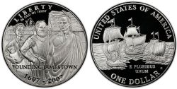 AMERICAN PROOF -  JAMESTOWN 400TH ANNIVERSARY SILVER DOLLAR -  2007 UNITED STATES COINS