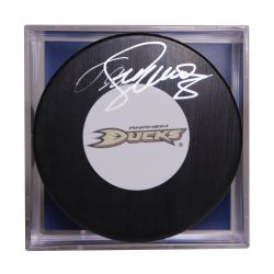 ANAHEIM DUCKS -  TEEMU SELANNE AUTOGRAPHED HOCKEY PUCK - (LOGO)