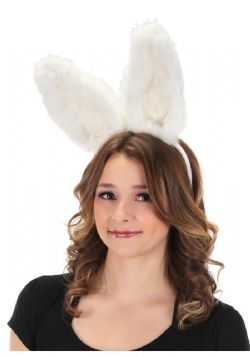 ANIMALS -  BENDY BUNNY EARS HEADBAND - WHITE (ADULT)