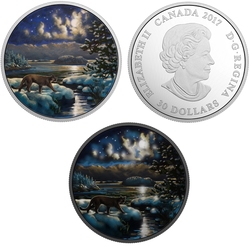 ANIMALS IN THE MOONLIGHT -  COUGAR -  2017 CANADIAN COINS 01