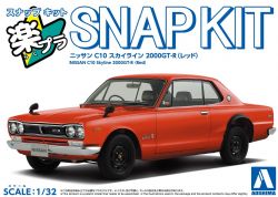 AOSHIMA -  1/32 - NISSAN C10 SKYLINE 2000GT-R(RED) -  SNAP KIT 16-RD