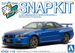 AOSHIMA -  1/32 - NISSAN R34 SKYLINE GT-R (BAYSIDE BLUE) -  SNAP KIT 12-BB