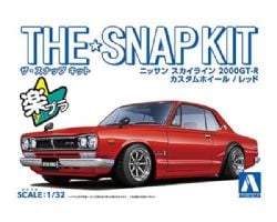 AOSHIMA -  1/32 - NISSAN SKYLINE 2000 GT-R CUSTOM WHEEL (RED) -  SNAP KIT 09-SP3