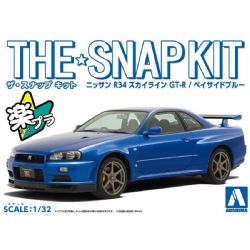 AOSHIMA -  1/32 - NISSAN SKYLINE GT-R R34 (BAYSIDE BLUE) 11-D -  SNAP KIT 12-BB