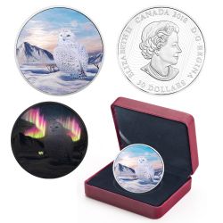 ARCTIC ANIMALS AND NORTHERN LIGHTS -  SNOWY OWL -  2018 CANADIAN COINS 02
