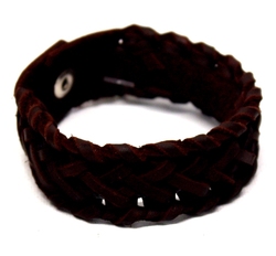 ARMBAND -  BRAIDED LEATHER BRACER - BROWN