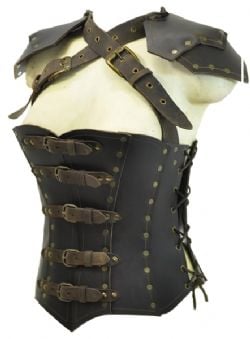 ARMORS -  LEATHER ARMOR CORSET - BROWN (LARGE)