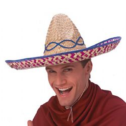 AROUND THE WORLD -  STRAW SOMBRERO - COLOR MAY VARY (ADULT)
