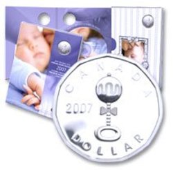 BABY -  BABY'S LULLABIES CD AND STERLING SILVER LULLABY LOONIE DOLLAR -  2007 CANADIAN COINS