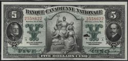 BANQUE CANADIENNE NATIONALE -  1925 5-DOLLAR NOTE -  1925 CANADIAN BANKNOTES