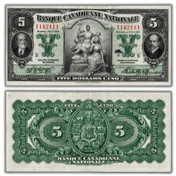 BANQUE CANADIENNE NATIONALE -  1929 5-DOLLAR NOTE (VG) -  1929 CANADIAN BANKNOTES