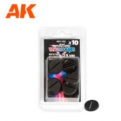 BASES -  25 MM ROUND BASES WITH LIP (10) -  AK INTERACTIVE