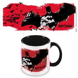 BATMAN -  RED, BLACK & WHITE LOGO OVER BATMAN (11 OZ) -  CERAMIC MUG