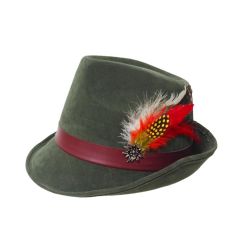 BAVARIAN -  AUTHETIC OKTOBERFEST HAT - FEATHER TRIM - GREEN