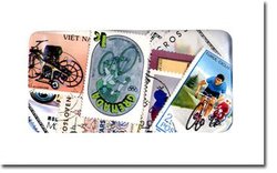 BICYCLES -  100 ASSORTED STAMPS - BICYCLES