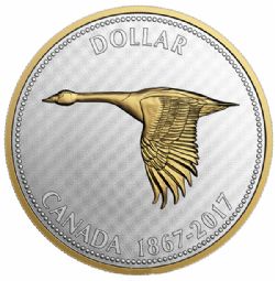 BIG COINS WITH ALEX COLVILLE DESIGNS -  1-DOLLAR - WITH THE SUBSCRIPTION CASE -  2017 CANADIAN COINS