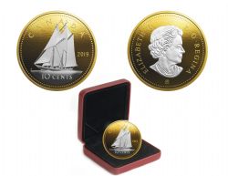 BIG COINS WITH REVERSE GOLD PLATING -  10-CENT -  2019 CANADIAN COINS 03