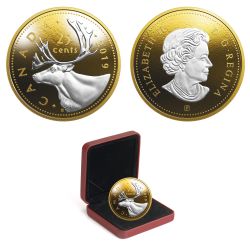 BIG COINS WITH REVERSE GOLD PLATING -  25-CENT -  2019 CANADIAN COINS 02