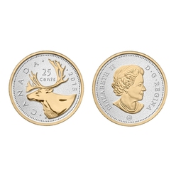 BIG COINS WITH SELECTIVE GOLD PLATING -  25-CENT -  2015 CANADIAN COINS 02