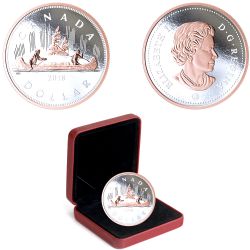 BIG COINS WITH SELECTIVE PLATED ROSE GOLD -  1-DOLLAR -  2018 CANADIAN COINS 01