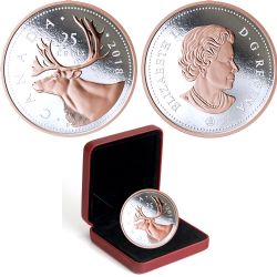 BIG COINS WITH SELECTIVE PLATED ROSE GOLD -  25-CENT -  2018 CANADIAN COINS 02