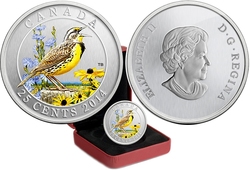 BIRDS OF CANADA -  EASTERN MEADOWLARK -  2014 CANADIAN COINS 13