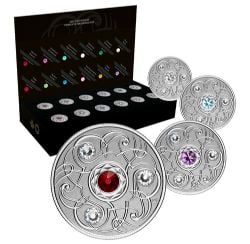 BIRTHSTONES (2020) -  2020 BIRTHSTONES - PURE SILVER 12-COIN WITH SWAROVSKI -  2020 CANADIAN COINS