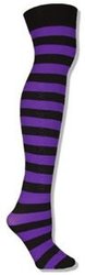 BLACK AND PURPLE STRIPED THIGH HIGH (ADULT - ONE SIZE)