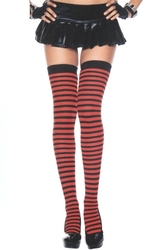 BLACK AND RED STRIPED THIGH HIGH (ADULT - ONE SIZE)