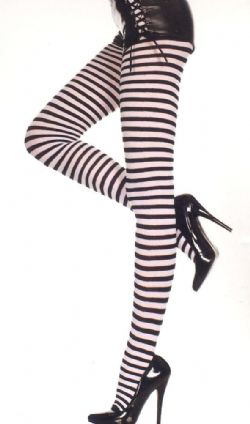 BLACK AND WHITE STRIPED PANTYHOSE (ADULT - ONE SIZE)