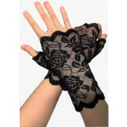 BLACK LACE GOTHIC GLOVES (ADULT - ONE SIZE)