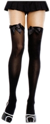 BLACK WITH BLACK BOW THIGH HIGH (ADULT - ONE SIZE)