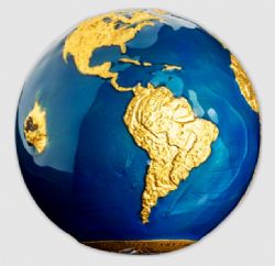 BLUE MARBLE -  BLUE MARBLE ENDANGERED: METEORITE FROM SPACE WITH GOLD PLATING -  2022 BARBADOS COINS