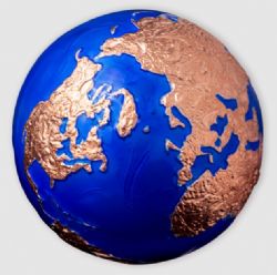 BLUE MARBLE -  BLUE MARBLE WITH ROSE GOLD PLATING -  2021 BARBADOS COINS