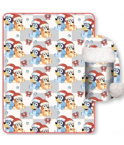 BLUEY -  THROW BLANKET OF BLUEY WITH A SANTA HAT