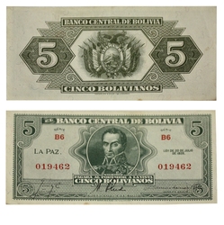 BOLIVIA -  5 BOLIVIANOS 1928 (UNC) 129