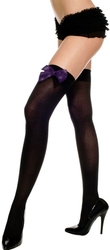 BOW -  BLACK WITH PURPLE BOW - ONE-SIZE -  THIGH HIGH