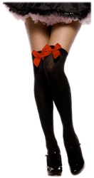 BOW -  BLACK WITH RED BOW - ONE-SIZE -  THIGH HIGH