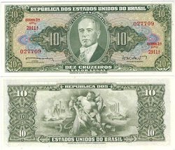 BRAZIL -  10 CRUZEIROS 1962 (UNC)