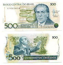 BRAZIL -  500 CRUZEIROS 1987-1988 (UNC)