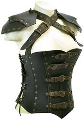 BREASTPLATES -  LEATHER ARMOR CORSET - BROWN - LARGE