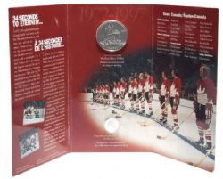 BRILLIANT DOLLARS -  25TH ANNIVERSARY OF THE FIRST CANADA/URSS HOCKEY SERIES - COIN AND PIN SET -  1997 CANADIAN COINS